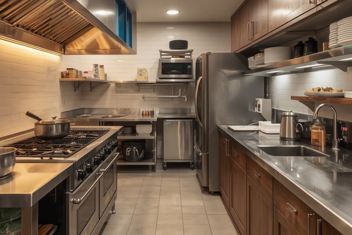 cooking equipment in kitchen